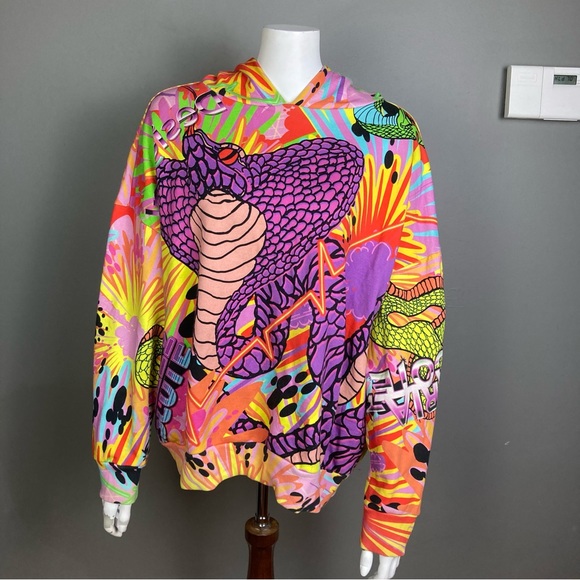 Desigual Hoodie sweatshirt men's small graffiti all over print snake cobra loud - Picture 10 of 16